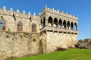 Ladies gallery, historic medieval Soutomaior Castle (Castelo de Soutomaior), Pontevedra, Galicia, Spain, Europe
