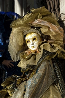 Identity Prints: Lady in gold, Venice Carnival, Venice, Veneto, Italy, Europe