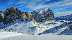 Skiing Prints: Lagazuoi mountain ski slope, Dolomites, Italy