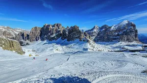 Skiing Prints: Lagazuoi mountain ski slope, Dolomites, Italy