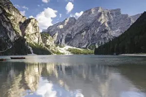 Mountain Ranges Prints: Lago di Braies in the Dolomites, Sud Tyrol, Italy, Europe