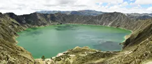 Andes Prints: Lago Quilotoa, caldera lake in extinct volcano in central highlands of Andes, Ecuador