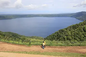 Hispanic Prints: Laguna de Apoyo, a 200 meter deep volcanic crater lake set in a nature reserve