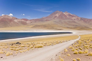 Images Dated 24th March 2008: Laguna Miscanti at an altitude of 4300m and the peak of Cerro Miniques at 5910m