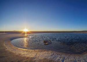 Laguna Piedra at sunset, Salar de Atacama, Antofagasta Region, Chile, South America