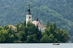 Lake Bled and St. Marys Church of the Assumption, Slovenia, Europe