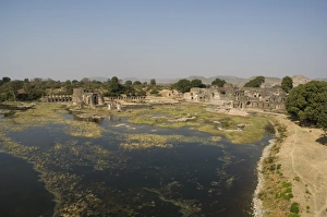 Royal Enclave Prints: Lake with Champa Baoli in the distance