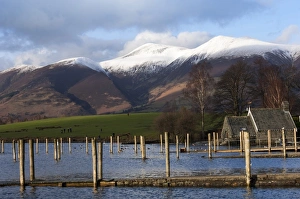 Snowcapped Prints: Lake Derwentwater and Skiddaw, Keswick