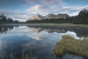 Symmetrical Prints: Lake Entova at dawn, Entova Alp, Malenco Valley, Sondrio province, Valtellina, Lombardy