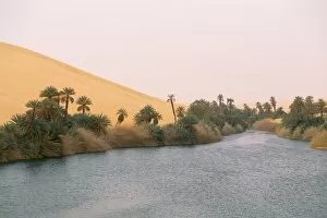 Lake, Erg Ubari, Sahara desert, Fezzan, Libya, North Africa, Africa