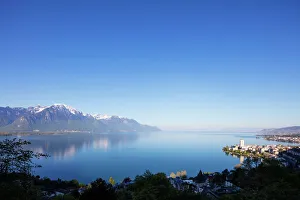 Vanishing Point Prints: Lake Geneva (Lac Leman), Montreux, Vaud, Switzerland, Europe