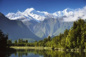 West Coast Prints: Lake Matheson, Mount Tasman and Mount Cook, Westland Tai Poutini National Park