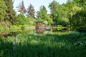 Stillness Prints: Lake and pavilion in the exotic Himalayan Gardens and Sculpture Park