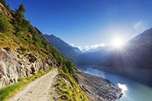 Aosta Valley Prints: Lake Place Moulin glacial reservoir, Aosta Valley, Italian Alps, Italy, Europe
