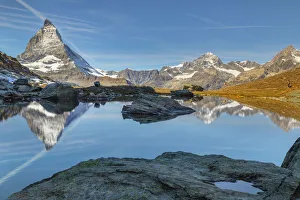 Lake Riffelsee Prints: Lake Riffelsee with Matterhorn, 4478m, Zermatt, Valais, Swiss Alps, Switzerland, Europe