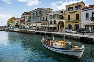 Townscape Prints: Lake Voulismeni, Agios Nikolaos, Crete, Greek Islands, Greece, Europe