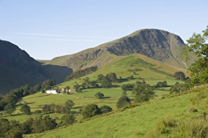 Lakeland farm below, Newlands Valley, Lake District National Park, Cumbria, England, United Kingdom, Europe