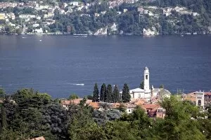 Images Dated 13th August 2011: Lakeside church at Cernobbio, Lake Como, Lombardy, Italian Lakes, Italy, Europe
