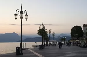 Lakeside evening at Lazise, Lake Garda, Veneto, Italy, Europe