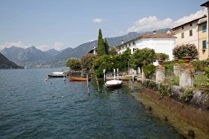 Lake Iseo Prints: Lakeside, Sale Marasino, Lake Iseo, Lombardy, Italian Lakes, Italy, Europe