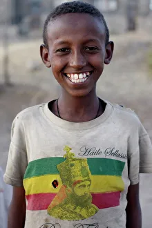 Head And Shoulders Gallery: Lalibela boy wearing a Haile Selassie t-shirt, Lalibela, Wollo, Ethiopia, Africa