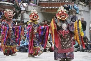 Lamas dancing at the Hemis Festival, Ladakh, India, Asia