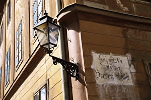 Lamp on street corner in the Upper Town, Zagreb, Croatia, Europe