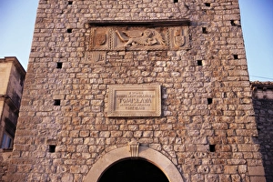 Korcula Prints: Land gate tower, Old Town, Korcula, Korcula Island, Croatia, Europe