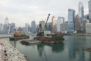 Images Dated 7th November 2007: Land reclamation project under way in Central, Hong Kong Island, Hong Kong, China, Asia