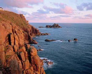Sea Cliff Prints: Lands End at dusk, Cornwall, England, United Kingdom, Europe
