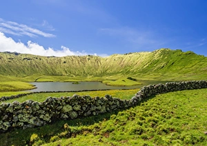 Landscape of the Caldeirao do Corvo, Corvo, Azores, Portugal, Atlantic, Europe