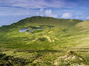 Azores Prints: Landscape of the Caldeirao do Corvo, Corvo, Azores, Portugal, Atlantic, Europe