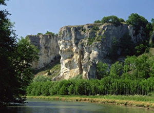 Rock Cliff Prints: Landscape of cliffs above the River Yonne near Mery-sur-Yonne, in Burgundy