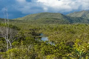 Landscape near the waterfalls Chutes de la Madeleine on the south coast of Grande Terre, New Caledonia, Melanesia
