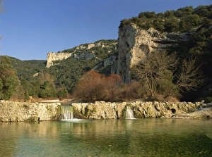 Ardeche Prints: Landscape of the River Ibe near Pont de l Arc in the Ardeche, Rhone Alpes
