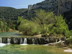 Ardeche Prints: Landscape of the River Ibe near Vallon Pont de l Arc in Ardeche, Rhone-Alpes
