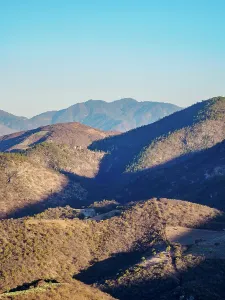 Landscape seen from Hierve el Agua at sunset, San Lorenzo Albarradas, Oaxaca State, Mexico