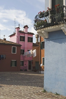 Burano Prints: Back lane with washing line and balcony