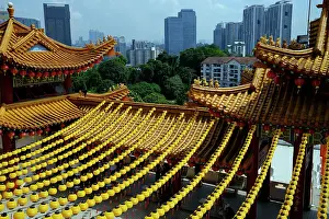 Symbolism Prints: Lanterns decorations at Chinese Thean Hou Temple dedicated to the goddess Mazu and Guan Yin