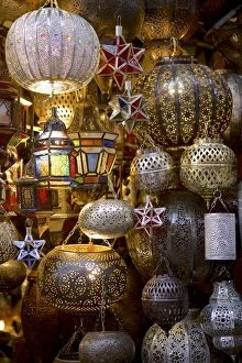 Images Dated 24th March 2010: Lanterns for sale in the souk, Marrakesh, Morocco, North Africa, Africa