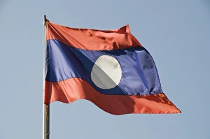 Images Dated 9th January 2008: Laos flag, Laos, Southeast Asia