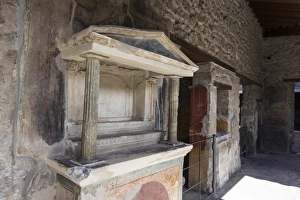 Pompeii Prints: Lararium, House of the Amorini Dorati (Golden Cupids), Roman ruins of Pompeii, UNESCO