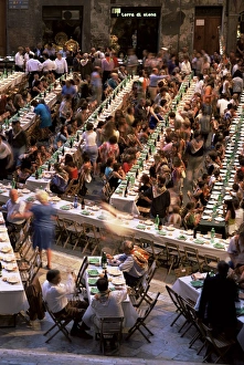 Palio Prints: Large banquet in the Contrada quarter
