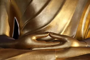 Images Dated 4th October 2009: Detail of a large Buddha statue, Paris, France, Europe