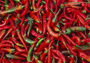 Pile Prints: Large Pile of Red and Green Chillies