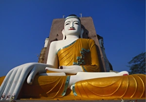 Orange Colour Prints: Large Statue of the Buddha at Kyaik Pun Paya, Bago, Myanmar