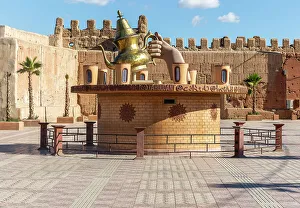 Beverage Prints: Large tea pot sculpture monument, Taroudant, Sous Valley, Morocco, North Africa, Africa