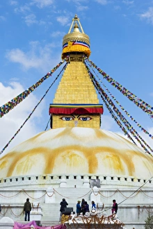 Domed Prints: Largest Asian Stupa, Boudhanath Stupa, UNESCO World Heritage Site, Kathmandu, Nepal, Asia