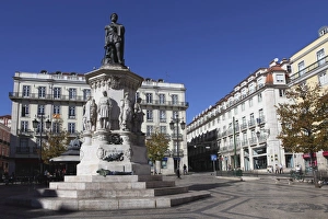 Memorials Prints: Largo de Camoes square, with the Luiz de Camoes memorial, at Bairro Alto