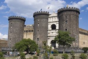 Flag Prints: Largo Castello at the Piazza Municipio, Naples, Campania, Italy, Europe